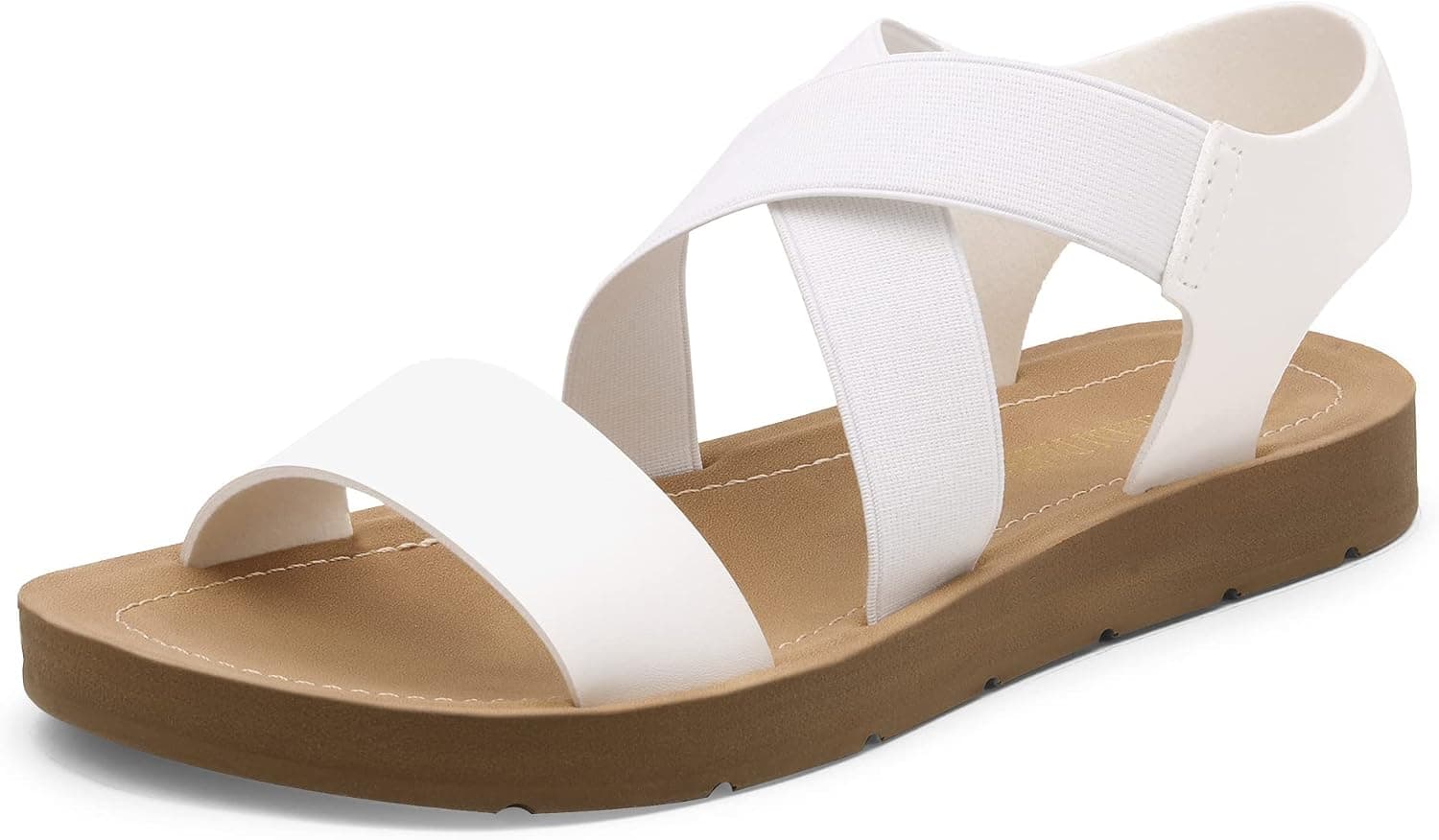 DREAM PAIRS Women's Elastic Ankle Strap Summer Flat Sandals