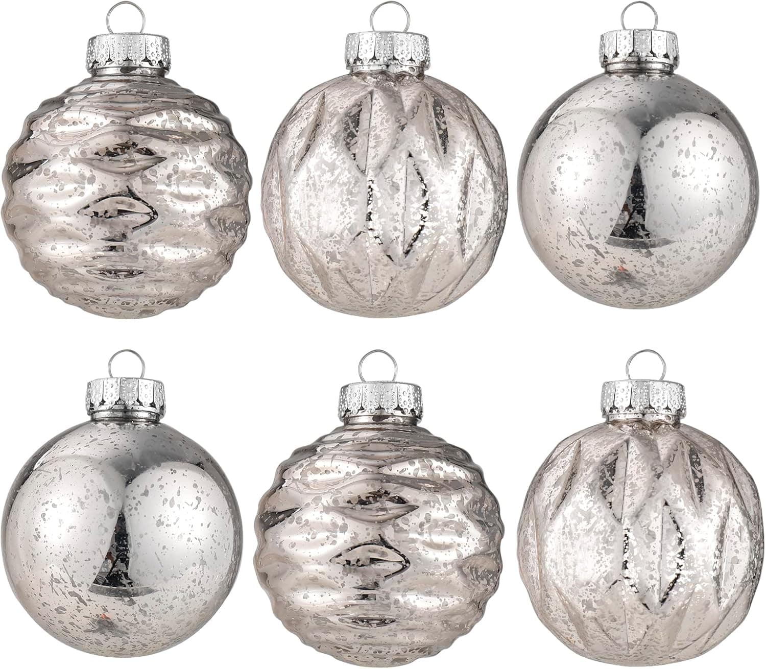 Extra Large Hanging Shatterproof Tree Ball Clear Christmas Ball Ornaments 3.14 inch, Decorative Mercury Ball with Tree Ornaments Hooks for Xmas Holiday Wedding Decoration Set of 6,Champagne