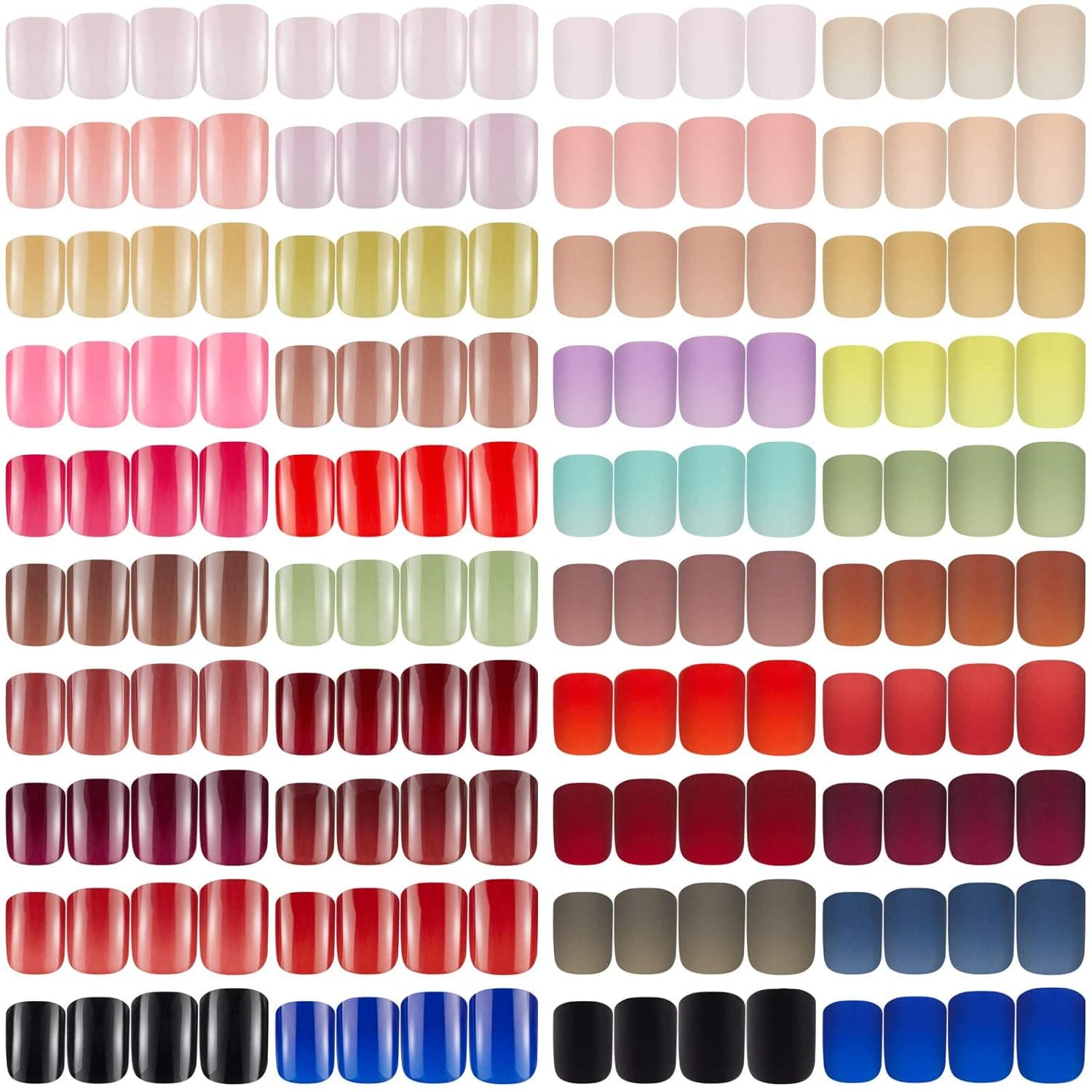 960 Pieces 40 Sets Short Square Press on Nails Square Artificial Fake Nail Solid Color Matte False Nails Tips Glossy Full Cover Fake Nails for Nail Salon Art, 2 Styles (Classic Color)