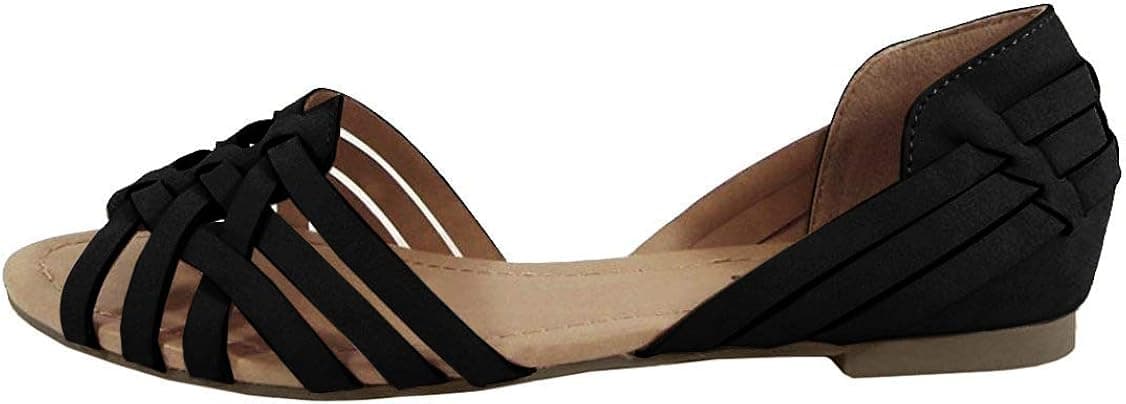PAPRIKA Womens Scoria Woven Pattern Leather Synthetic Sole D'Orsay Flat Sandals