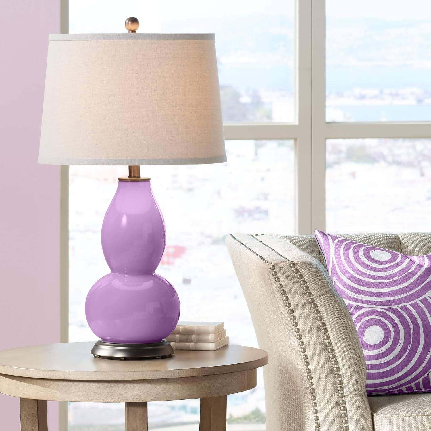 Color + Plus African Violet Double Gourd Table Lamp