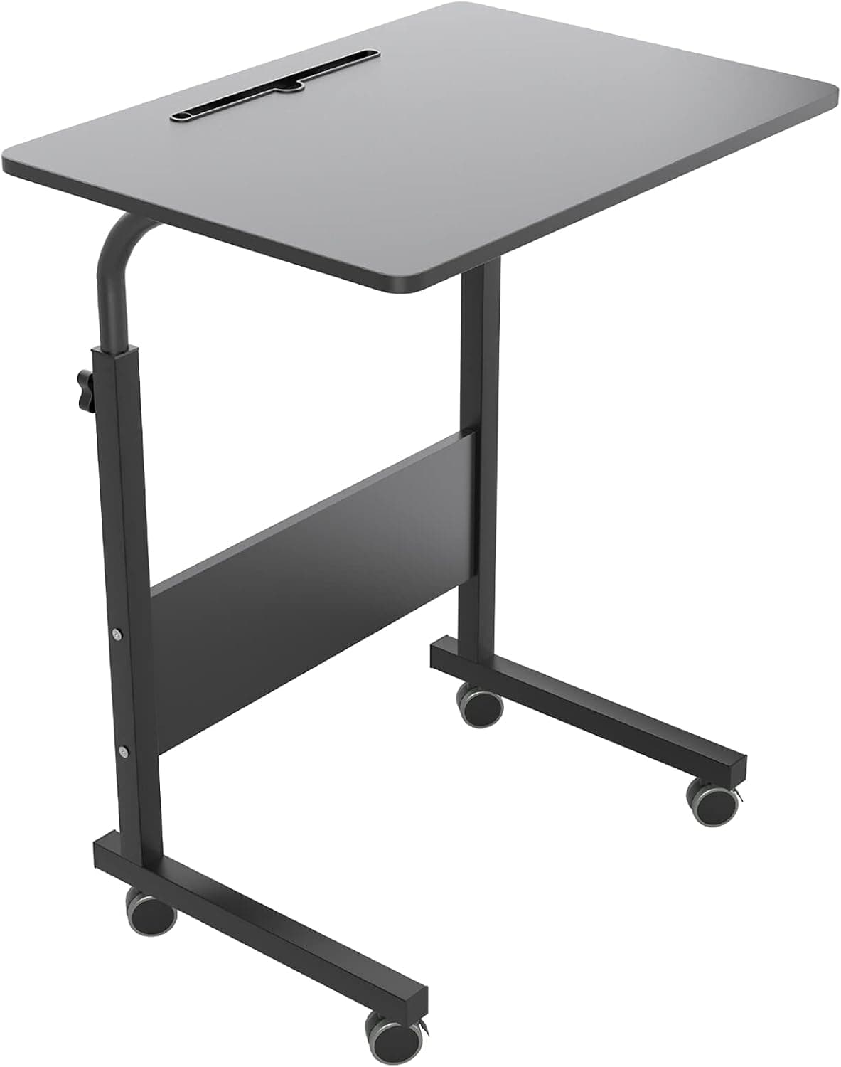 soges 23.6 inches Side Table, Adjustable Movable with Tablet Slot Portable Laptop Stand for Bed Sofa, Black, ZS-05-3-60B