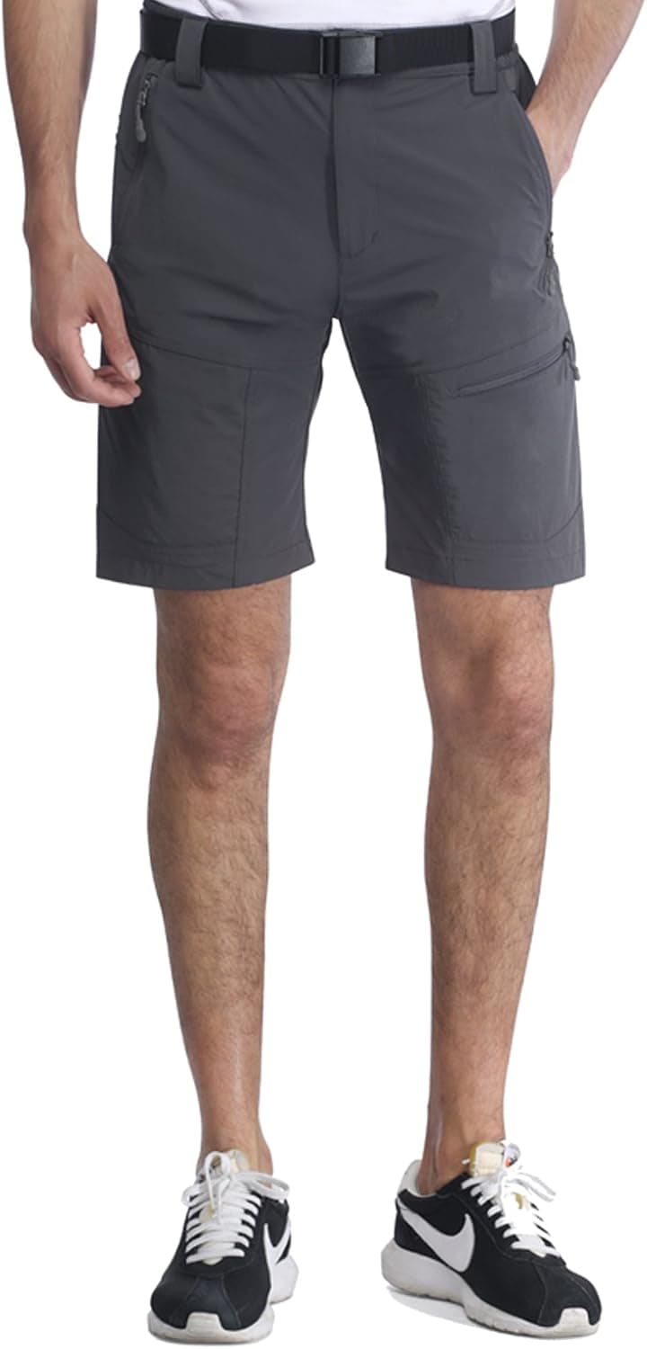 MIERSPORTS Men's Tactical Shorts Lightweight Cargo Shorts with 5 Zipper Pockets, Quick Dry, Water Resistant, Graphite Gray, XL