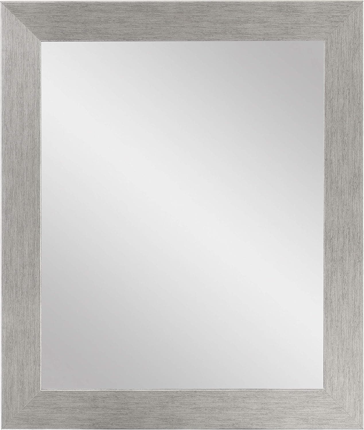 BrandtWorks Stainless Grain Wall Mirror, 32" x 41", Flat Brushed Silver
