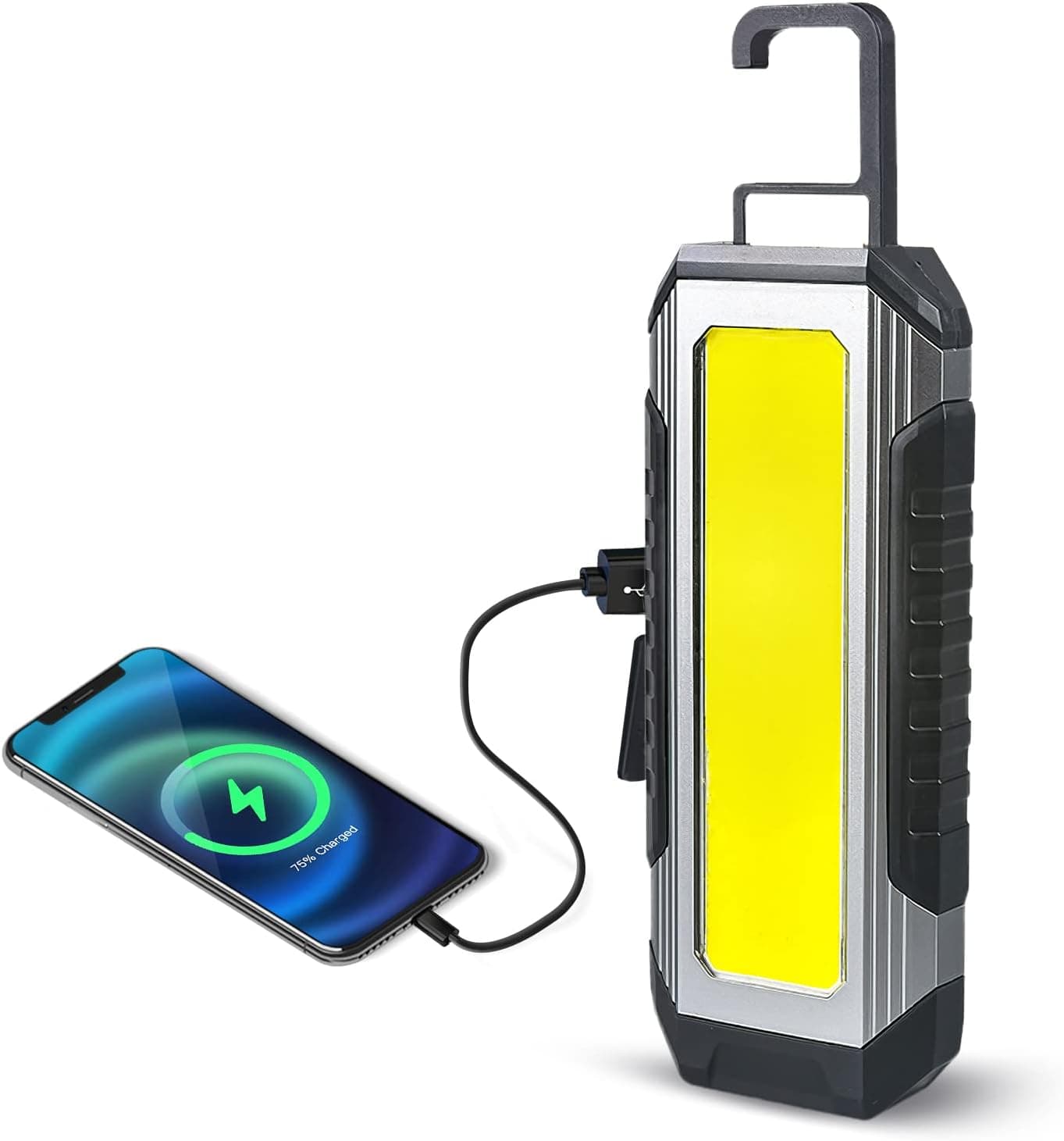 Job Site LightingWork Light, Rechargeable LED Work Light 1200 Lumens, Portable Magnetic Work Light 7 Modes, with Magnetic Base and Hook Mechanic Light for Under Hood/Car Repairing/Inspection/Camping