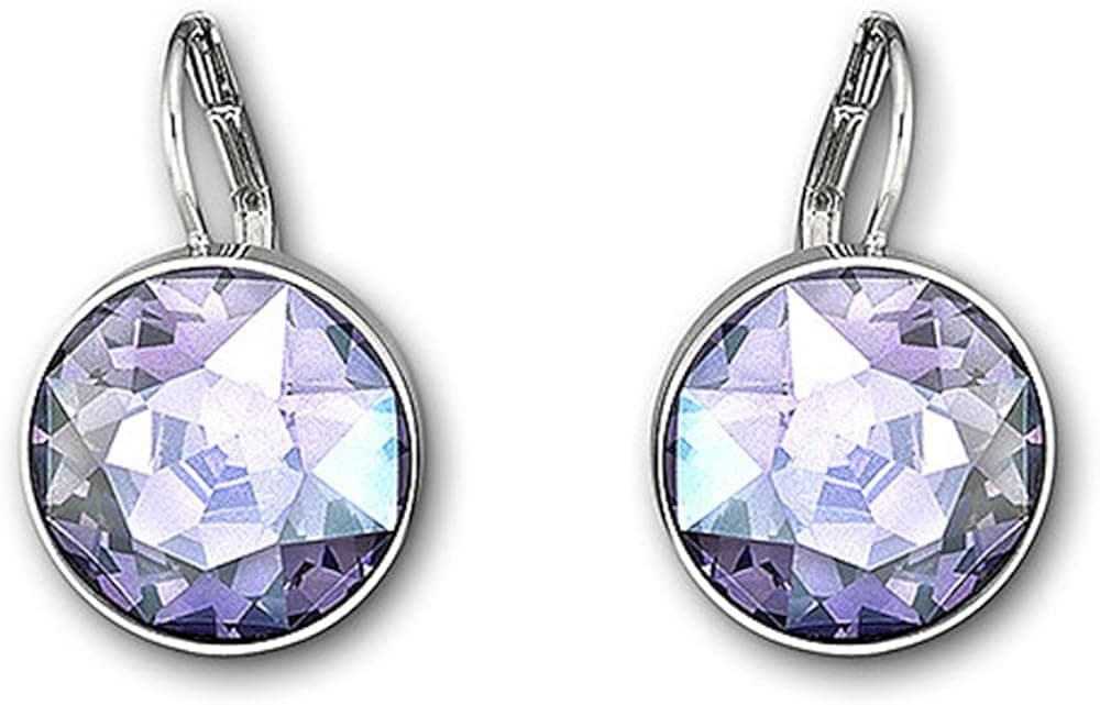 Swarovski Tanzanite Moonlight Crystal BELLA Pierced Drop Earrings Rhodium #5030703