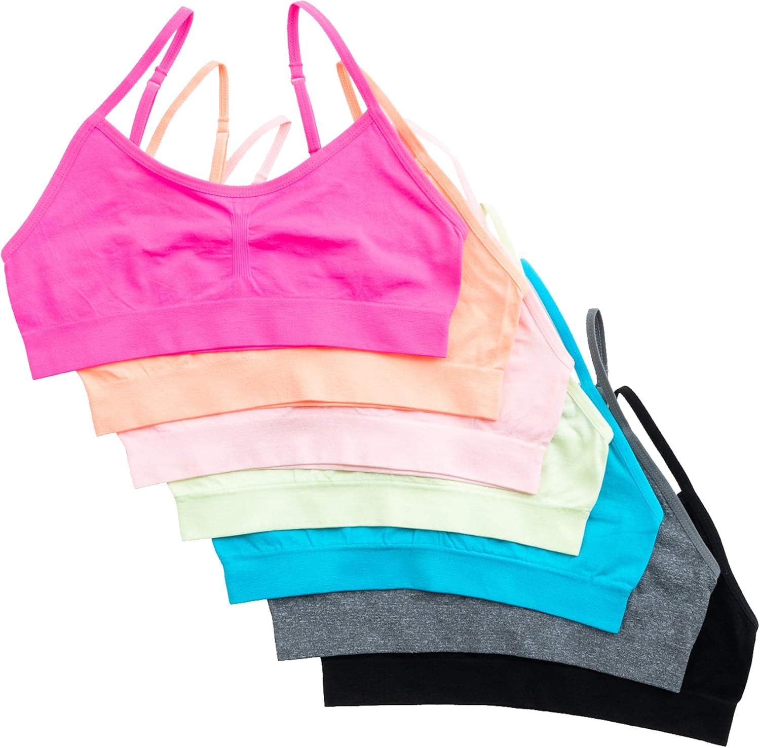 Alyce Intimates Seamless Girls Sports Bra, Pack of 7