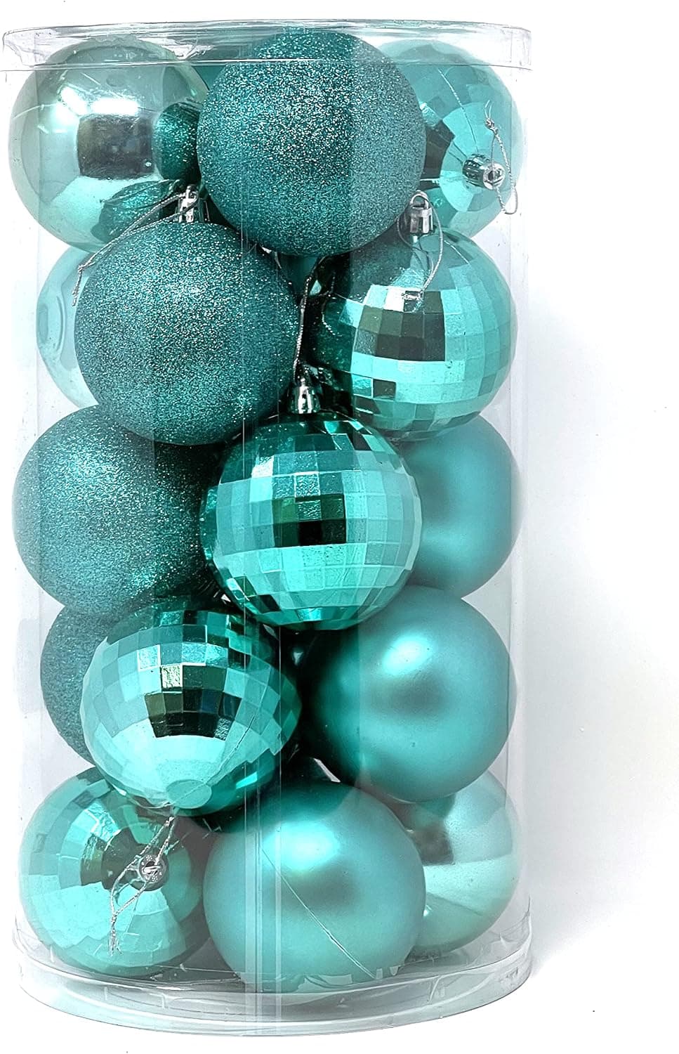 Allgala 20 PK 3 Inch (8CM) Large Christmas Ornament Balls for Xmas Tree-4 Style-Turquoise