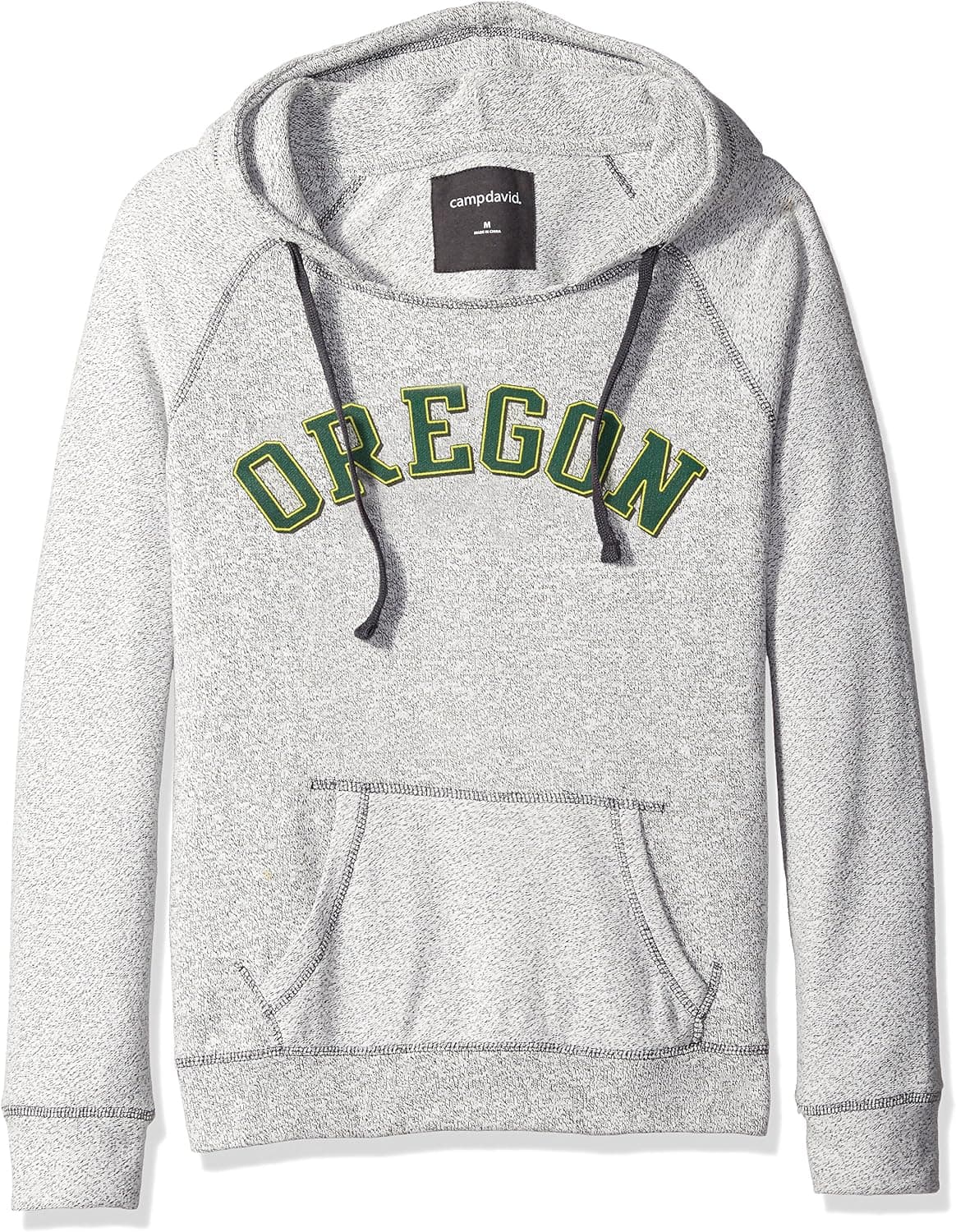 Camp David NCAA Oregon Ducks Women's Reverse Sleeve and Pocket Hoodie, Small, Pepper/Charcoal