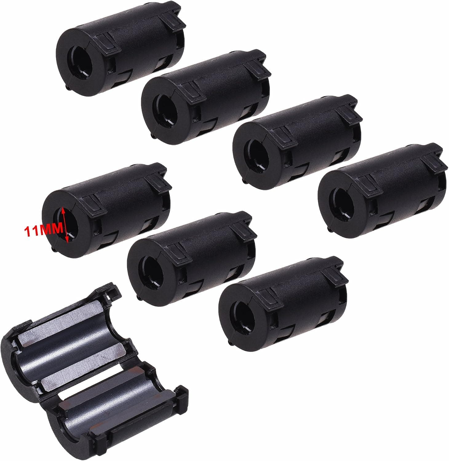 BCP Pack of 8 Pcs Magnetic Ferrite Core Cord Ring RFI EMI Noise Suppressor Cable Clip (11 mm inner diameter)