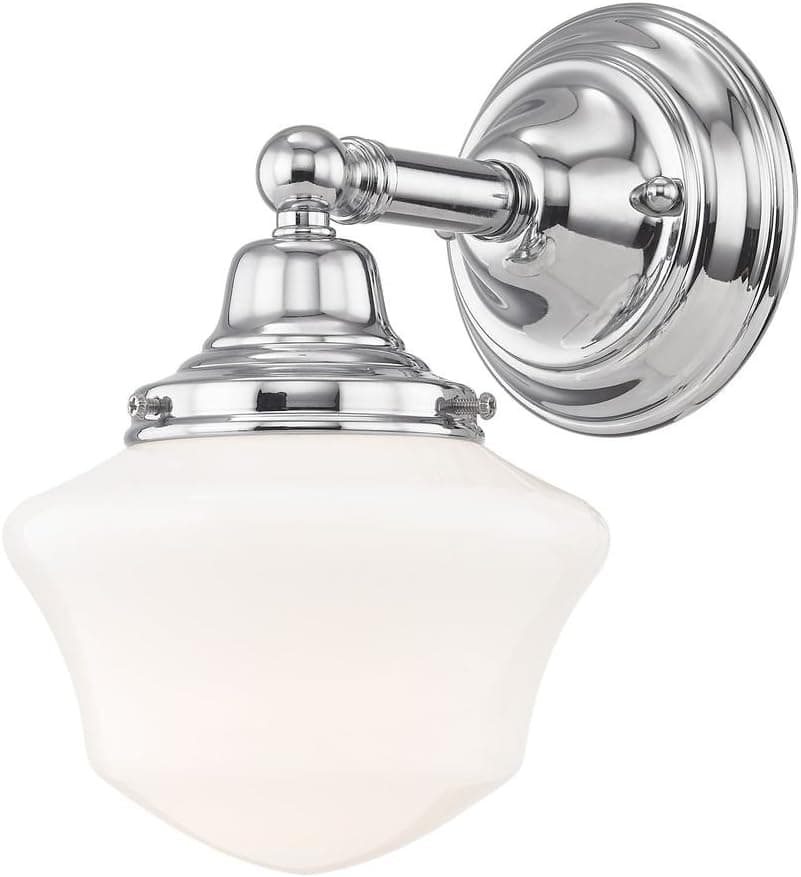 Design Classics Schoolhouse Sconce Chrome White Opal Glass 1 Light 6 Inch Width