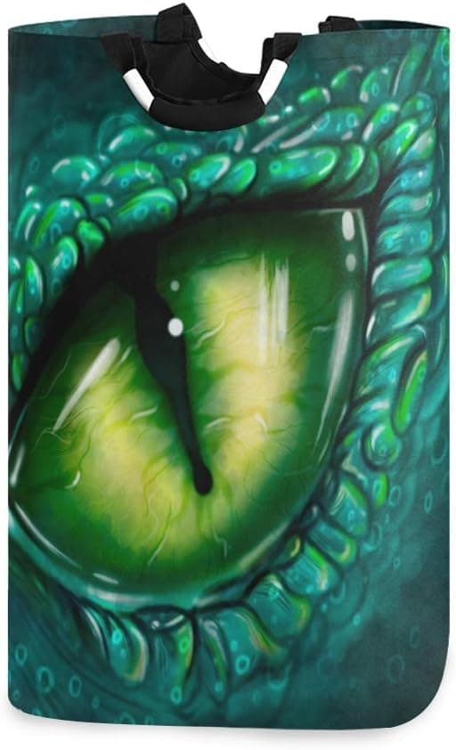 senya Eye of Dinosaur Dragon Large Laundry Basket Shopping Bag, Collapsible Fabric Laundry Hamper, Foldable Clothes Bag, Folding Washing Bin (c)