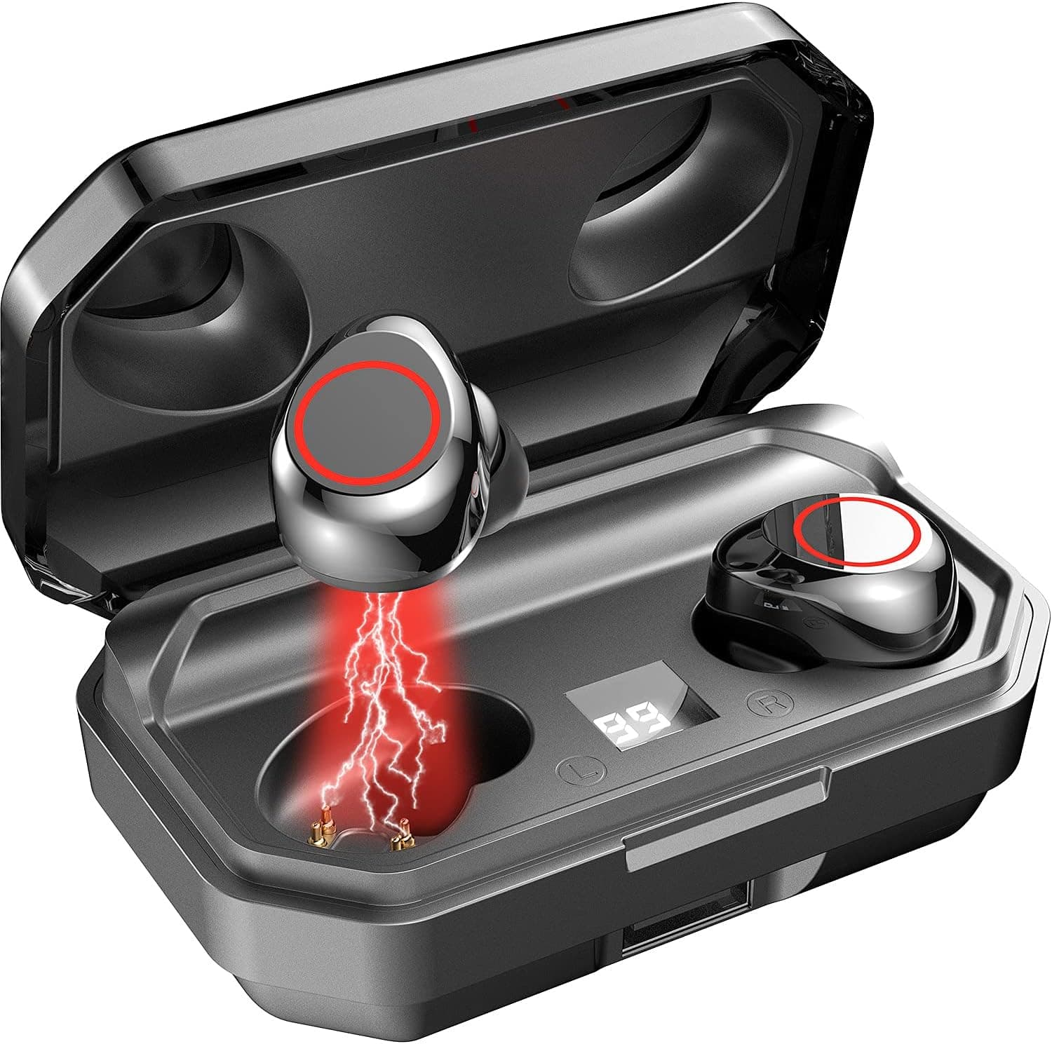 Picun 100 Hours Playtime Wireless Earbuds Bluetooth V5.0 Headphones with Charging Case Premium Hifi Stereo in-Ear Earphone with Mic, IPX6 Waterproof, Touch Control USB-C for Sports Workout Home Office