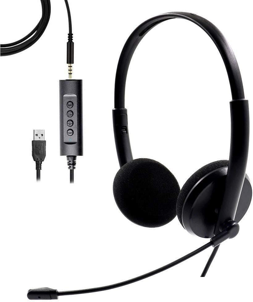 USB Headset with Noise Cancelling Microphone Laptop Headset Computer Headphone with Mic Super Lightweight Headset for Speech, Online Courses, Skype Chat, Call Center, Conference Calls, Webinar