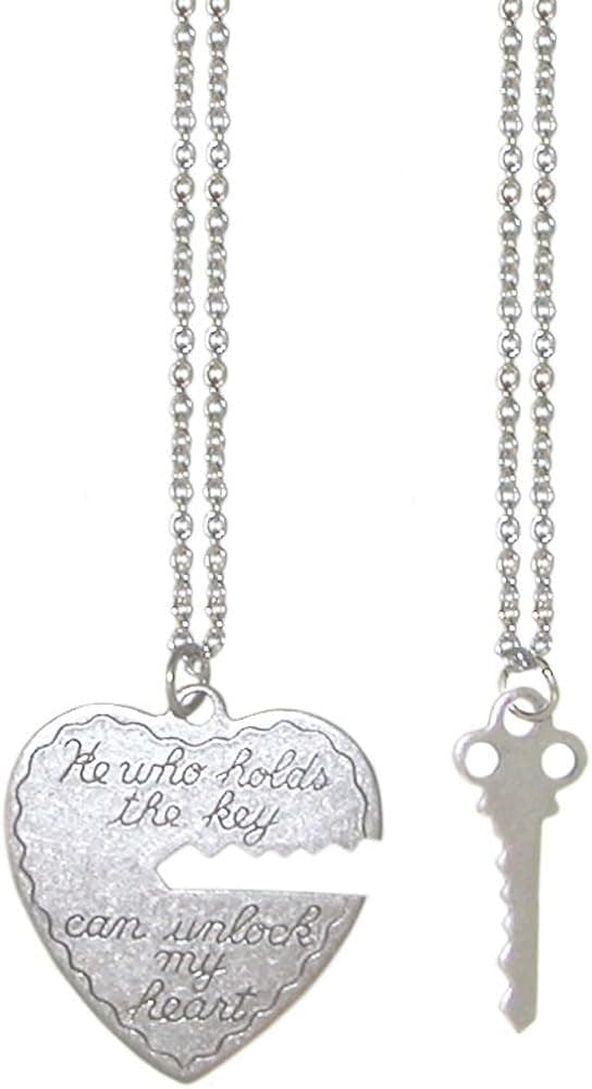 GIRLPROPS 100% Nickel Free 1 X 1 Key to My Heart Pendant Necklace Set (2 Necklaces), USA!