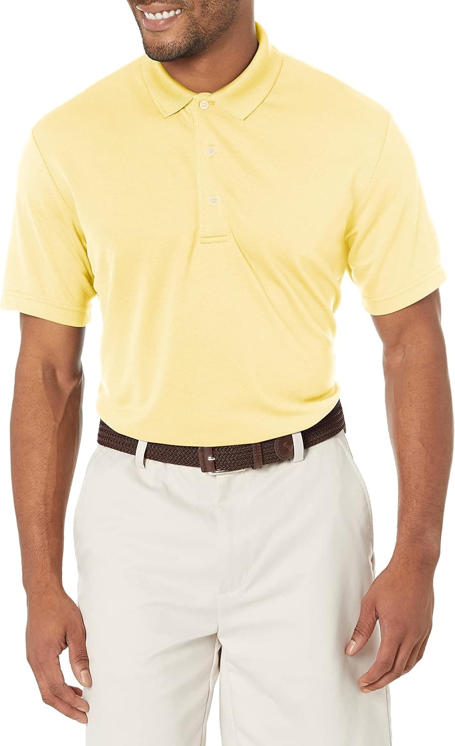 PGA TOUR Men's Airflux Solid Mesh Short Sleeve Golf Polo Shirt (Sizes S-4x)