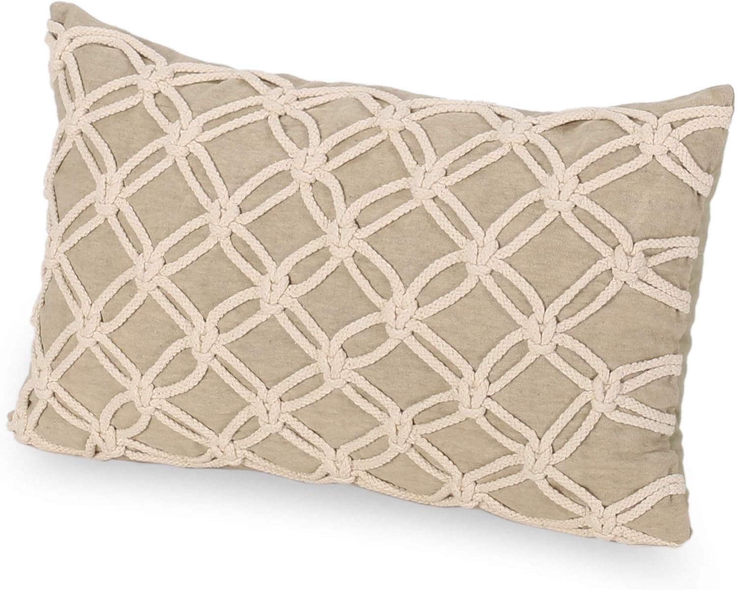 Christopher Knight Home Alexandra Fabric Pillow, One (1) Throw, White, Vintage Green