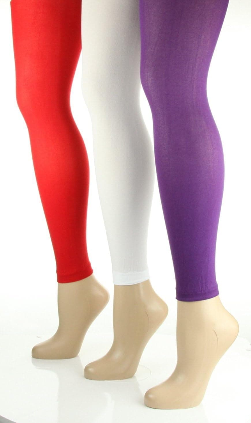 Womens Solid Color Footless Tights - Regular Size - 3 Pack - Colors Available