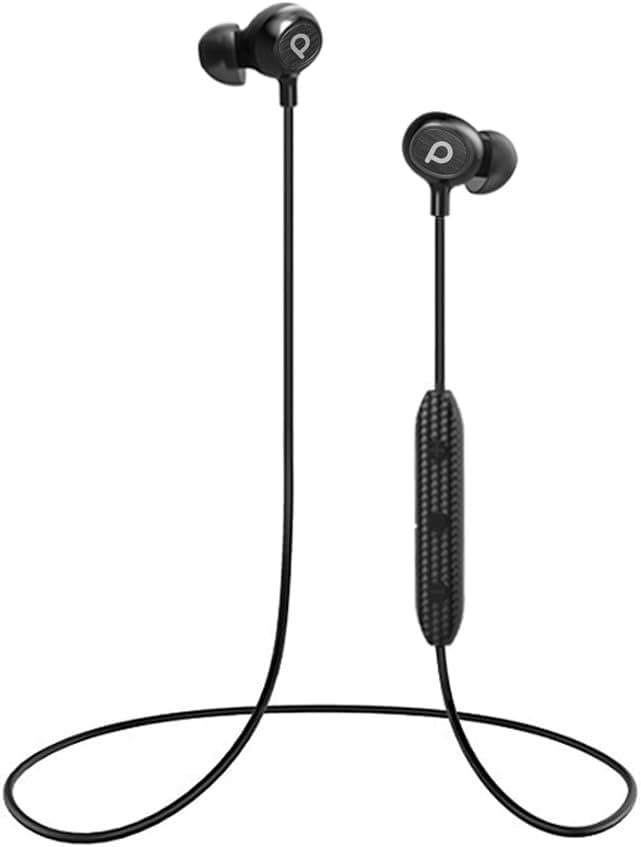 Bluetooth Neckband Headphones, Padmate Headphones for Running Gym, 6 Hours Play Time, CVC 6.0 Noise Cancelling, Headset Magnetic, Black