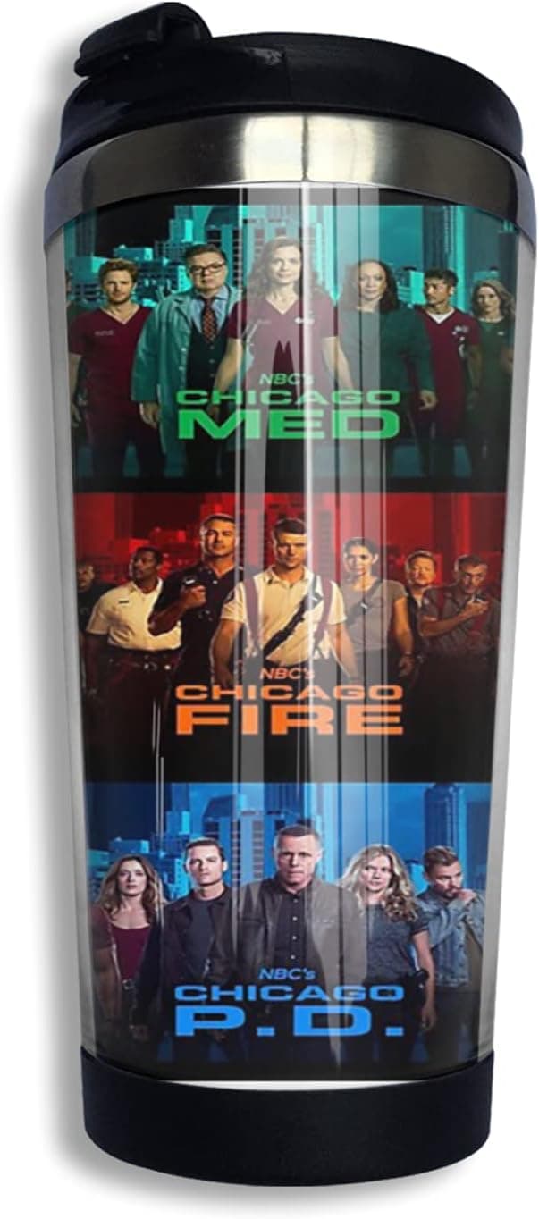 Alexyuk-Coffee Cup Chicago Pd Fire Med Stainless Steel Thermos Mug 10oz Double Wall Vacuum Insulated Bottle Portable Tumblers Travel Mugs 400ml Leakproof