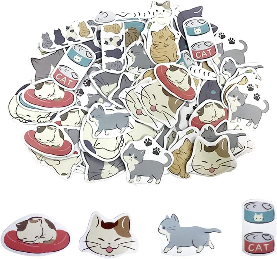 135 Pcs Small Size Laptop Stickers Decals DIY Decoration Cute Cats Stickers