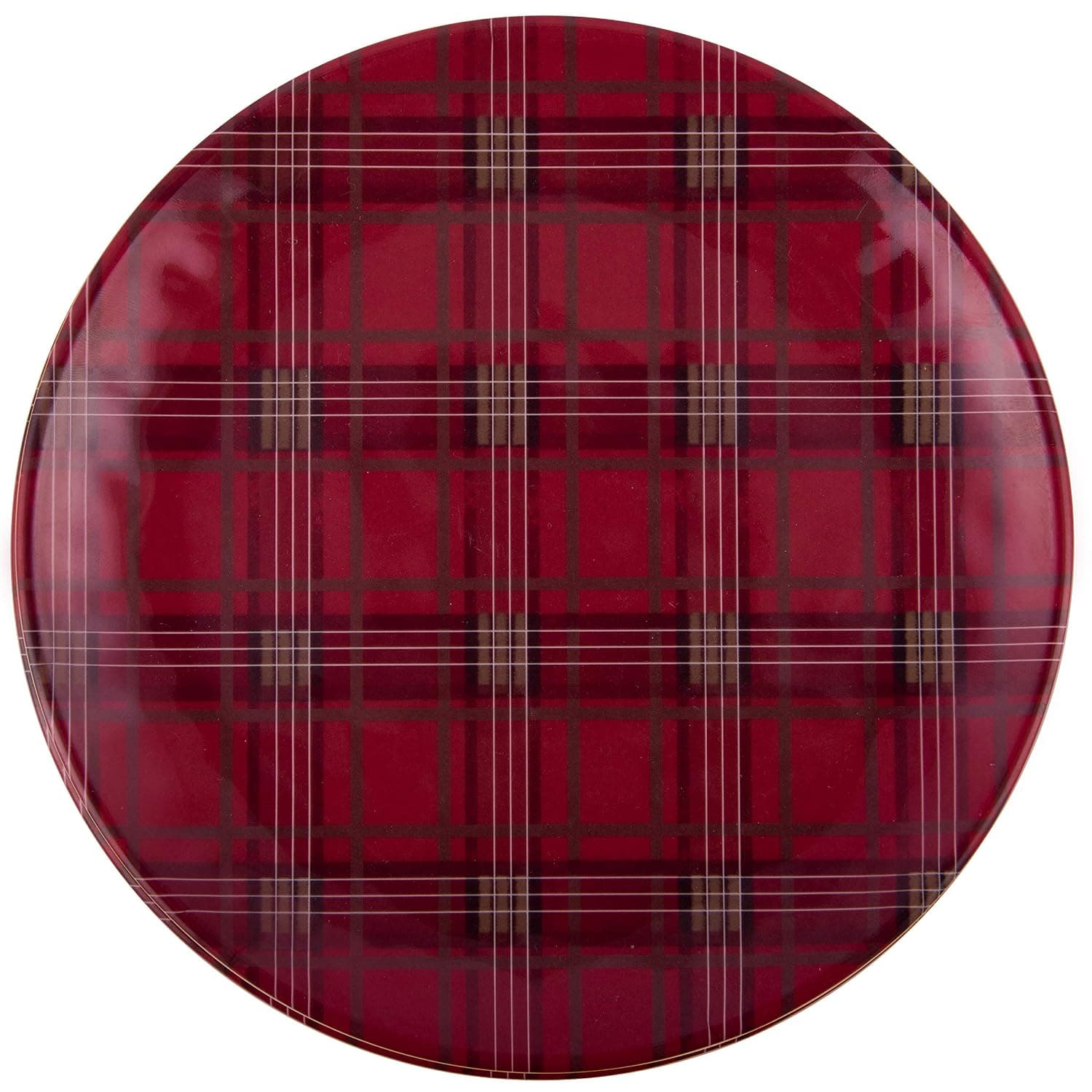 Melange 608410091412 6 -Piece 100% Melamine Salad Plates Christmas Collection-Red Plaid Shatter-Proof and Chip-Resistant| 10.5"