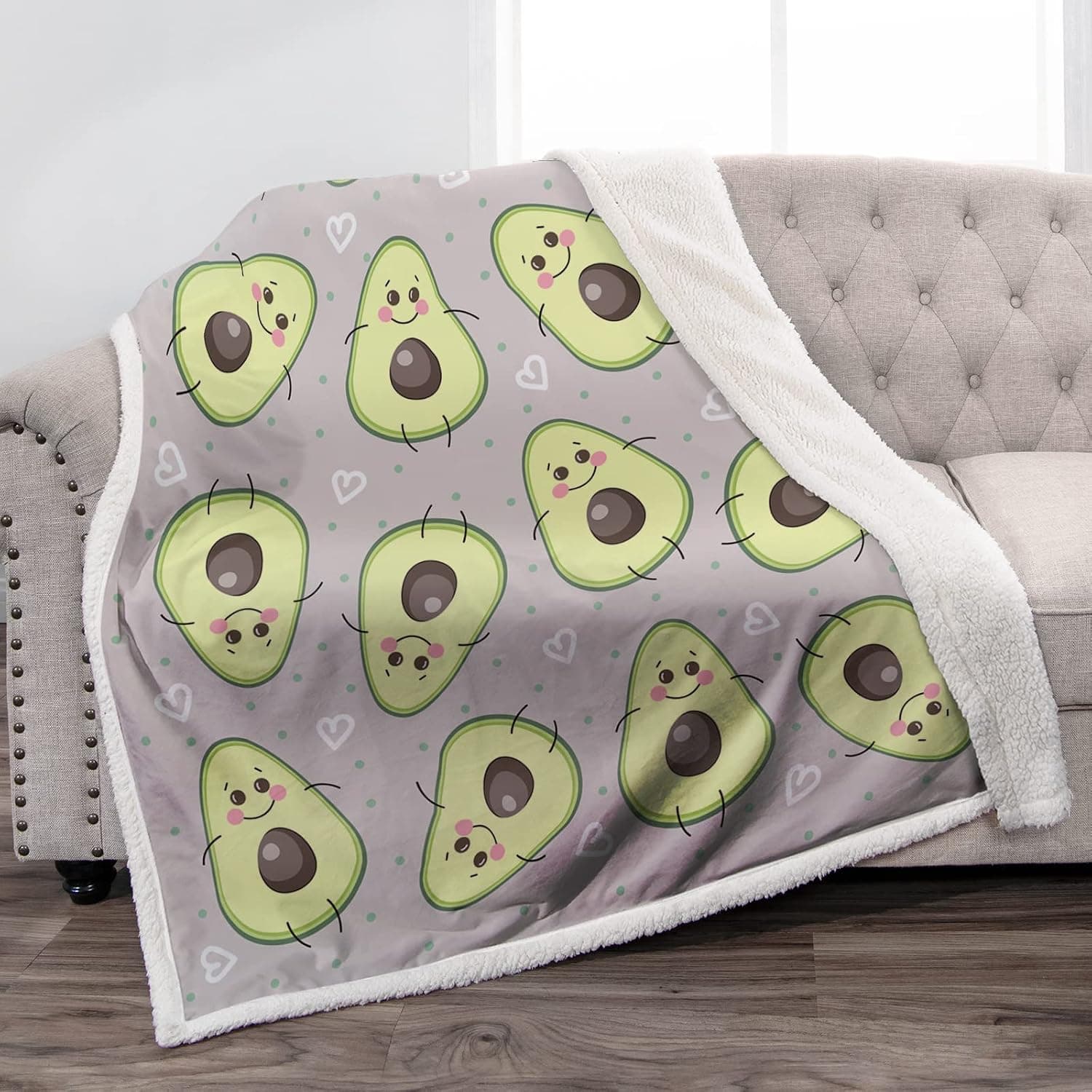 Jekeno Blanket Avocado Gifts for Girls - Cute Avocados Plush Sherpa Throw Bed Sofa Bedroom Couch Decor Soft Cozy Fruit Blankets for Women Kids Boy Friends Christmas Birthday Gift 50"X60"