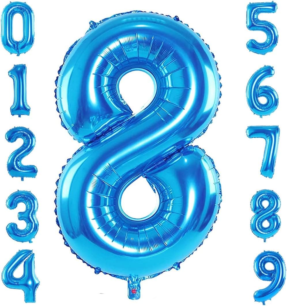 Number 8 balloon Blue, 40 inch Foil Number 8 Balloon for 8th Birthday Party Celebration Decoration