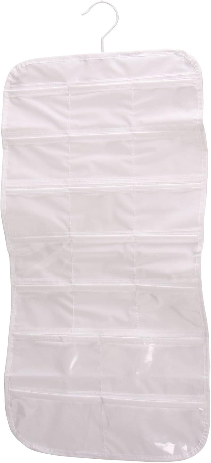 Household Essentials 37-Pocket Hanging Jewelry and Accessories Organizer, White Vinyl