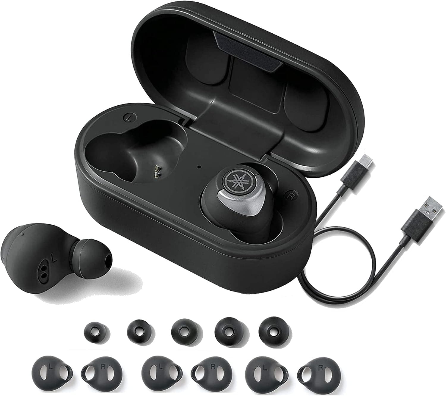 YAMAHA TW-E5A Ambient Sound Earbuds Bluetooth Wireless Headphones - Listening Care in-Ear Earphones IPX5 Water Resistant (Black)
