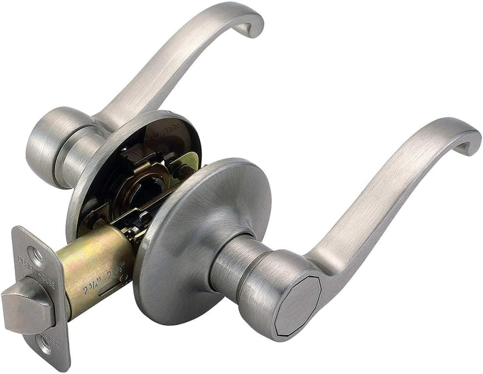 Design House 781831 Scroll 2-Way Adjustable Door Lever, Satin Nickel, Passage/Hall & Closet