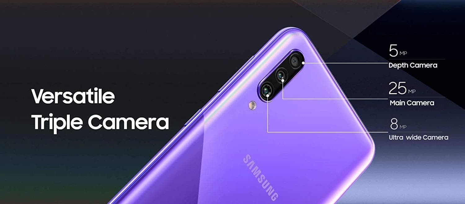 SAMSUNG Galaxy A30S w/On-Screen Fingerprint (64GB, 4GB) 6.4", Triple Camera, Dual SIM GSM Unlocked A307G/DS - US + Global 4G LTE International Model (Violet)