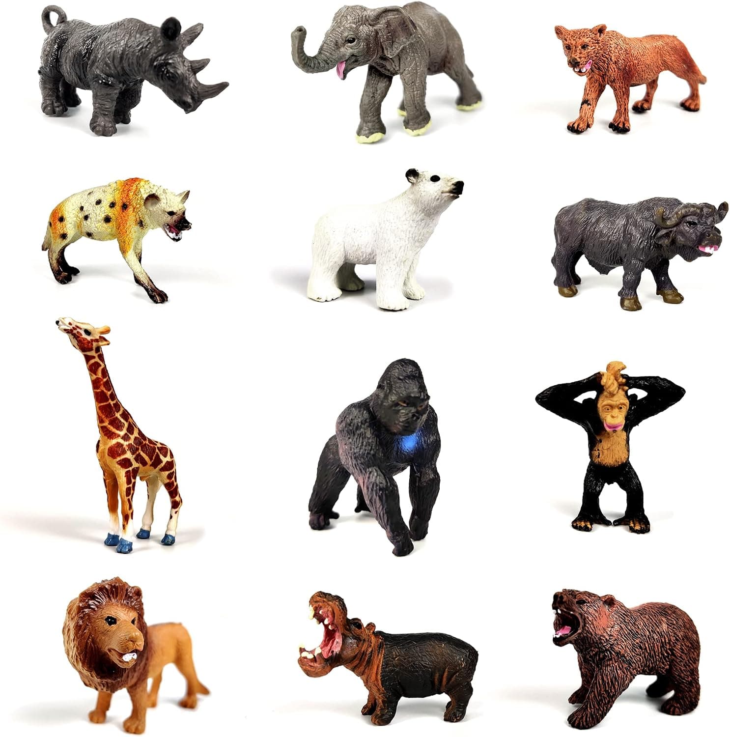12 pcs Safari Animals, Farm Animals for Toddlers Kids 1 2 3 4 5+,Plastic Animals Figures Toys Set,African Jungle Realistic Jumbo Wild Zoo Animals Figurines, with Elephant, Giraffe, Lion, Gorilla