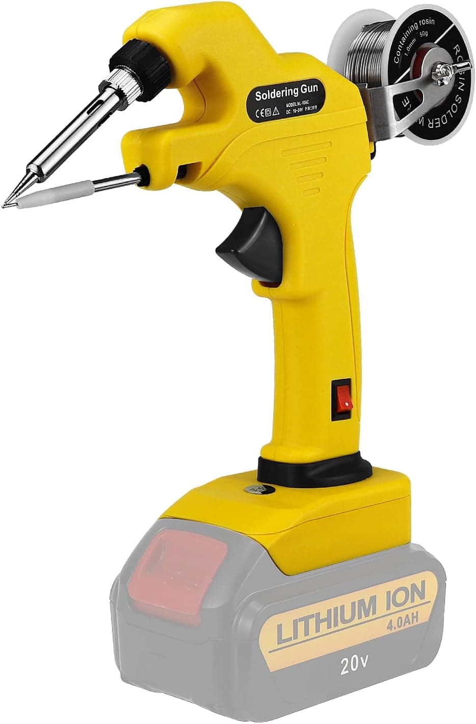 RexLeLXB Cordless Soldering Iron Kit, Suitable for Dewalt 18V/20V Max Li-ion Battery,30W Soldering gun with Ceramic Heater,30s Quick Preheat Soldering Iron with 50g 0.04" Solder for Repairing Welding
