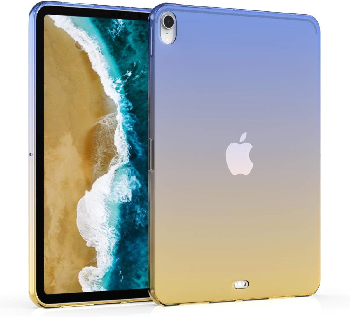 kwmobile TPU Silicone Case Compatible with Apple iPad Pro 11" (2018) - Case Soft Flexible Protective Cover - Bicolor Blue/Yellow/Transparent