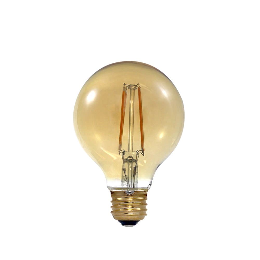 Euri Lighting VG25-2000a LED G25 Bulb, Filament Line, Warm White 2400K, Dimmable, 7.5W (60W Equivalent), 670 lm, Amber, 360 Degree Beam Angle, Damp Rated, Medium Base (E26), UL-Listed