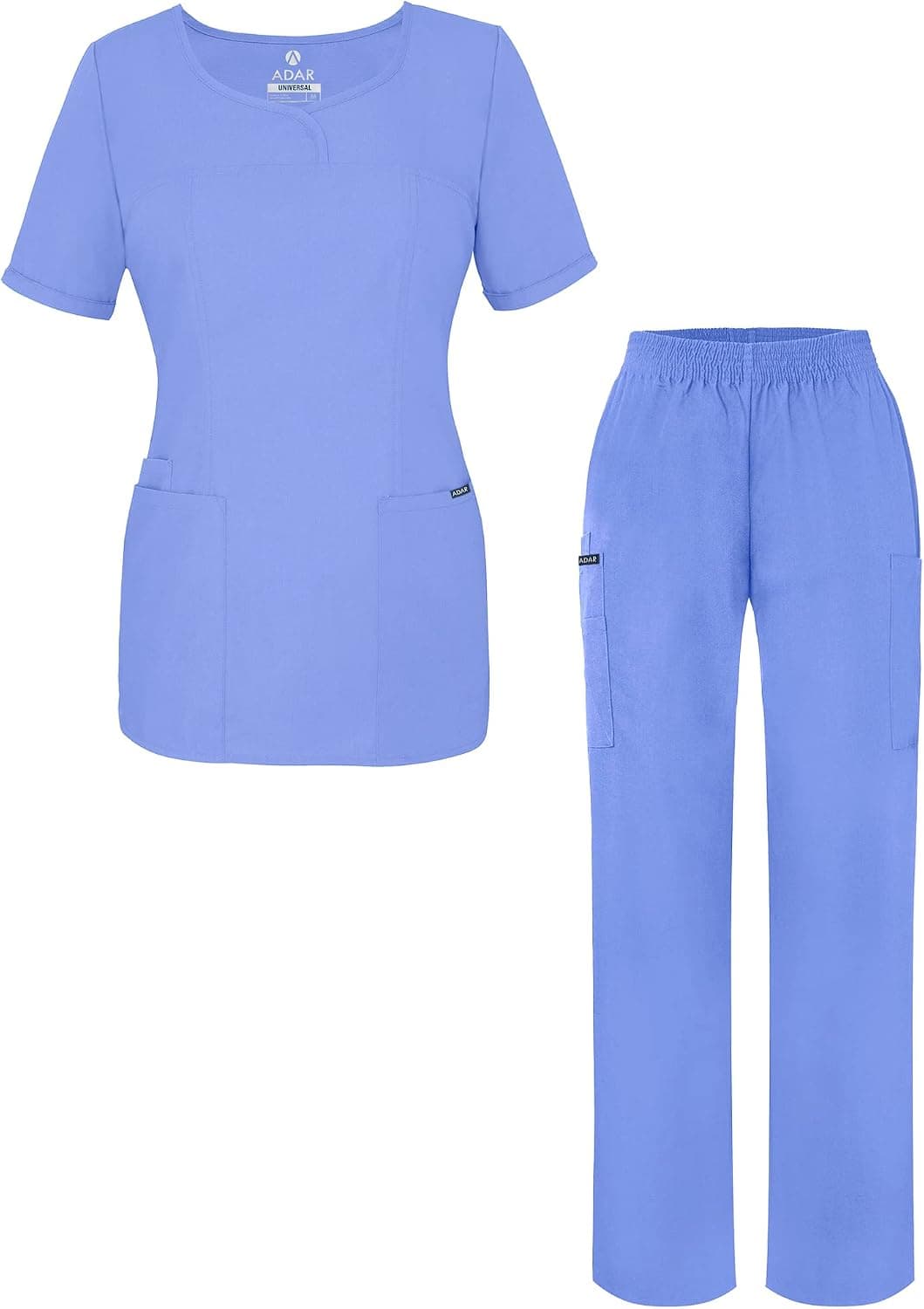 Adar Universal Women's Scrub Set - V-Neck Scrub Top and Elastic Pull-On Scrub Pants