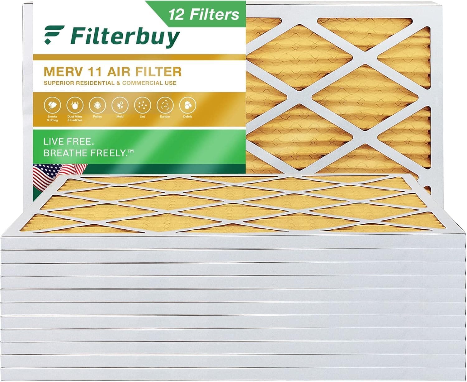 Filterbuy 18x30x1 Air Filter MERV 11 Allergen Defense (12-Pack), Pleated HVAC AC Furnace Air Filters Replacement (Actual Size: 17.75 x 29.75 x 0.75 Inches)