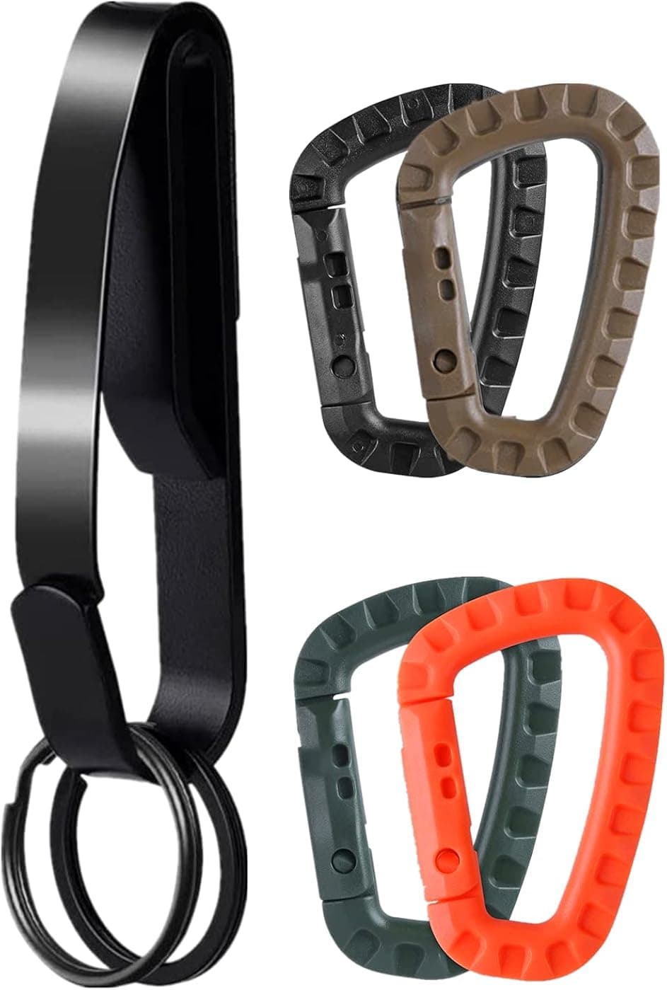 GDSZJLJ 5 Pack Tactical Stealth Key Ring Holder Special for Police and Fire Agencies Belt, Tactical Belt Carabiner Keychain, Quick Release Key Holder with 4-Pack Carabiner Clips (2.25-Inch Max)