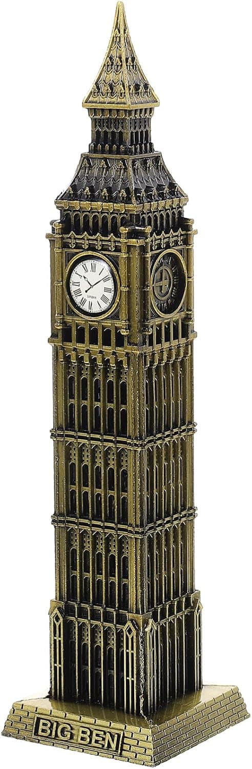 IMIKEYA Big Ben Statue：Decorative Metal Big Ben Building Model Figurine Table Decor Gift Home Decoration Architecture Model for Kids and Adults