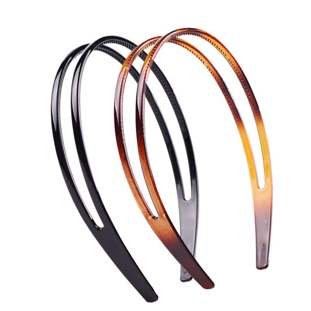 SALOCY Teeth Comb Hairband Double Row Headbands Plastic Headband Hair Hoop for Women, 2Pcs