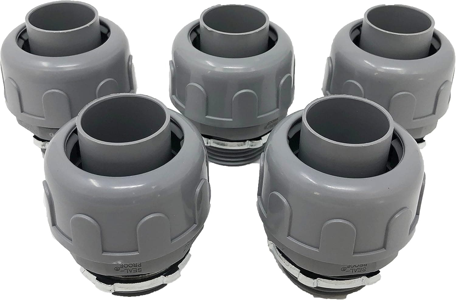 Sealproof 1-1/4-Inch Non-metallic Liquid Tight Straight Electrical Conduit Connector Fitting, UL Listed, 1-1/4" Dia, 5-Pack
