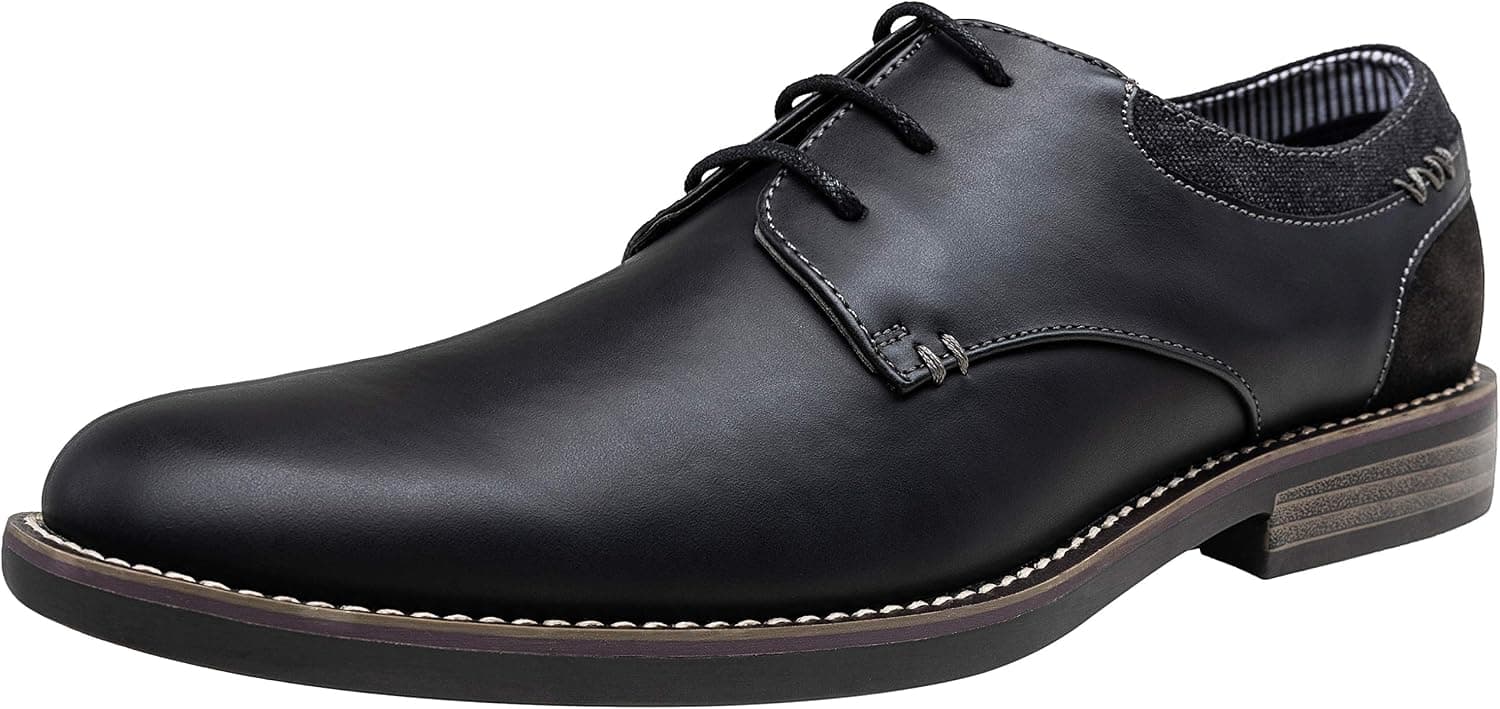 Jousen Mens Dress Shoes Retro Plain Toe Business Casual Oxfords Dress Shoes for Men