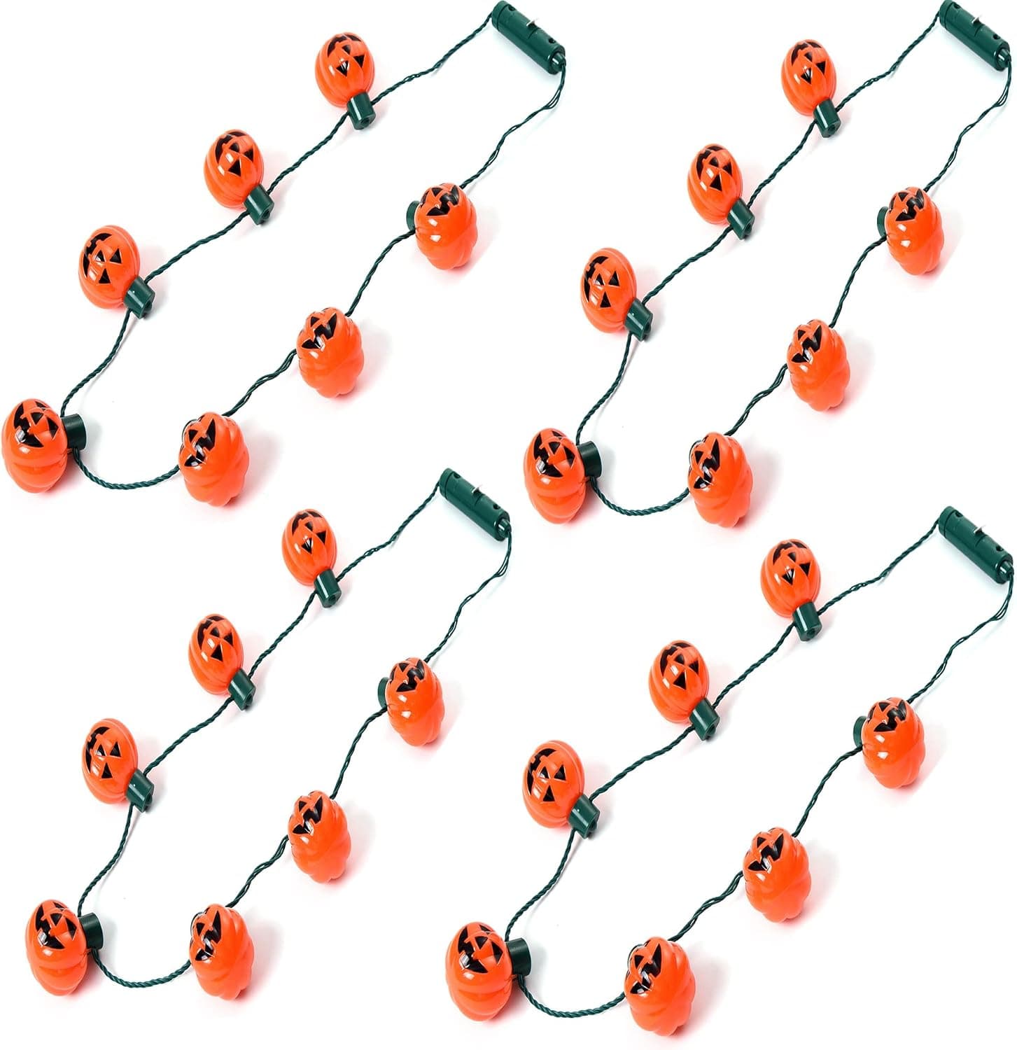 Fsmiling Pumpkin Light Up Necklace 4 Pack Halloween Lights Necklace Jack O Lantern Necklace With Flashing Light Modes For Halloween Party Favor,39"