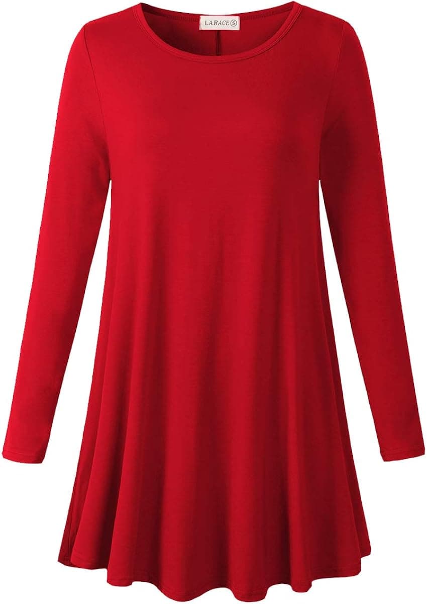 LARACE Plus Size Tunic Tops Long Sleeve Shirts for Women Swing Flowy Loose Fit Clothes for Leggings
