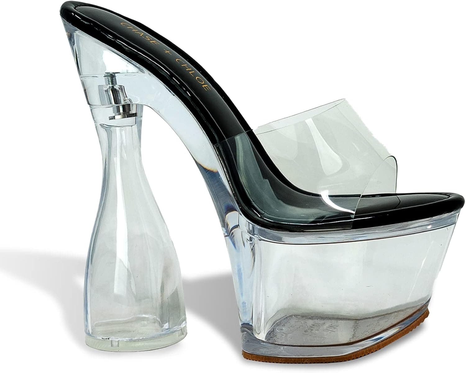 Chase & Chloe Women's Clear Platform Lucite Heel