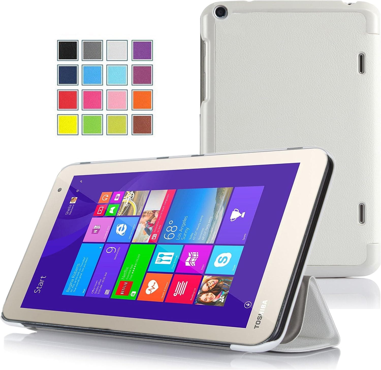 VSTN Toshiba Encore 2 WT8-B32CN / B64CN 8.0-inch windows 8.1 tablet / TOSHIBA 8.0" Encore 2 Win 8.1 Tablet ultra-thin Smart Cover Case, Only fit Toshiba Encore 2 8 (For Encore 2 8 inch, White)