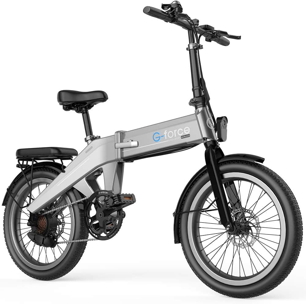 G-Force Electric Bike, 20 inch Folding Electric Bike 350W Shimano 7 Speeds Lithium Battery，with Pedals, Power Assis (Dark Gray)