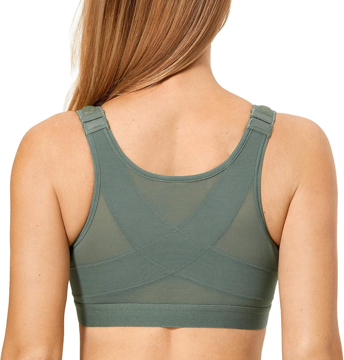 DELIMIRA Women's Front Closure Posture Wireless Back Support Full Coverage Bra