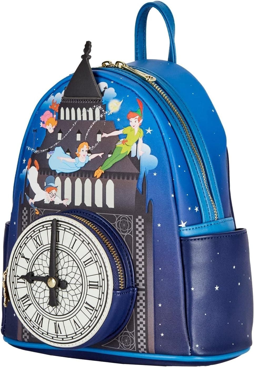 Loungefly Disney Peter Pan Glow Clock Womens Double Strap Shoulder Bag Purse